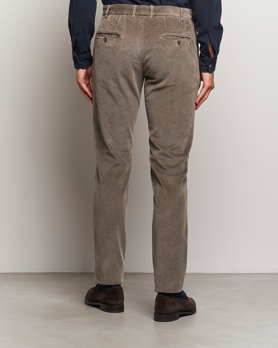 Heren | Broeken | Canali | Slim Fit Corduroy Trousers Taupe
