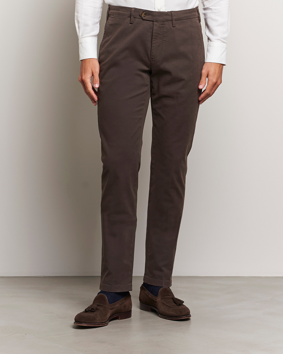 Heren | Broeken | Canali | Cotton Stretch Trousers Brown