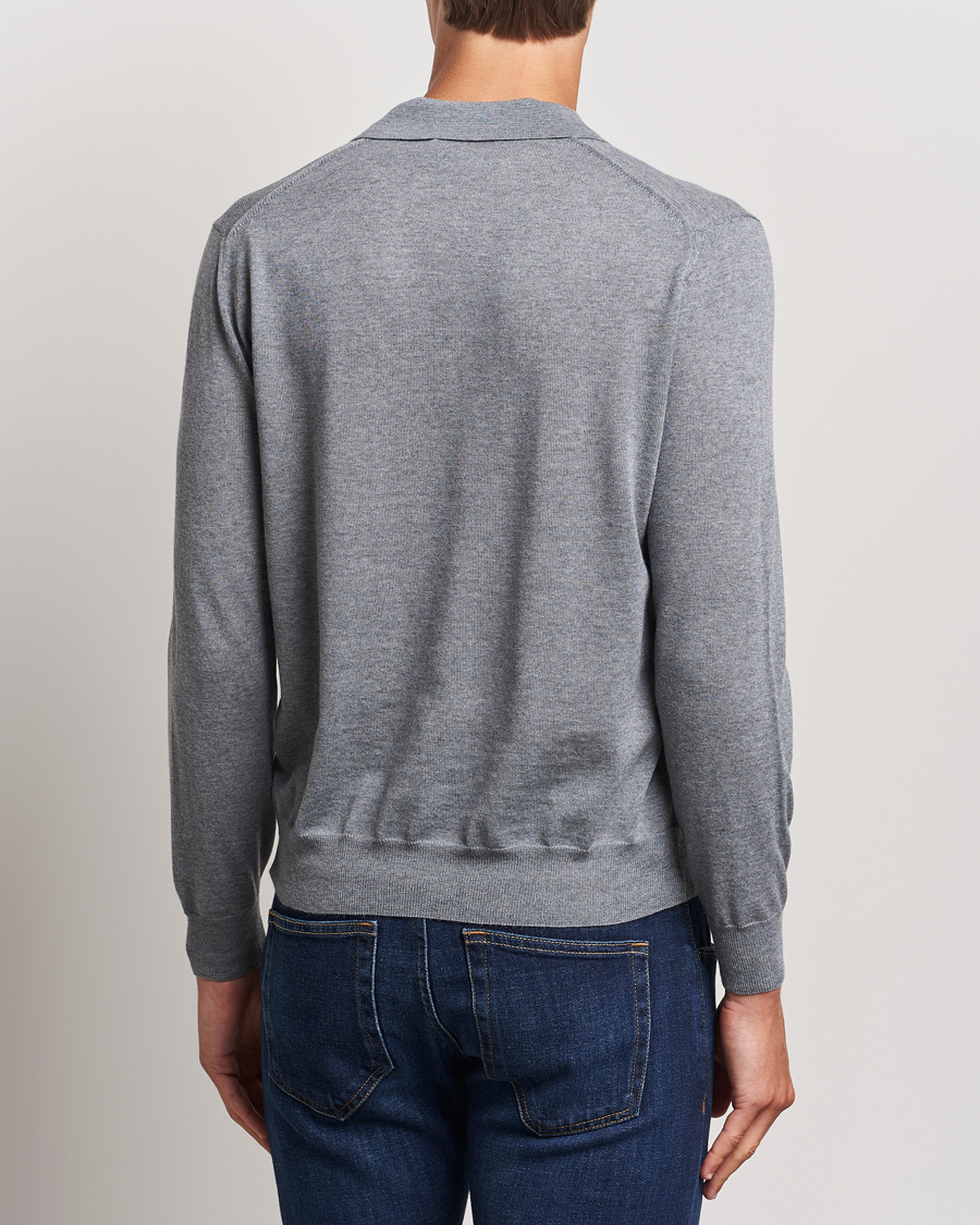 Heren | Truien | Canali | Merino Wool Knitted Polo Light Grey