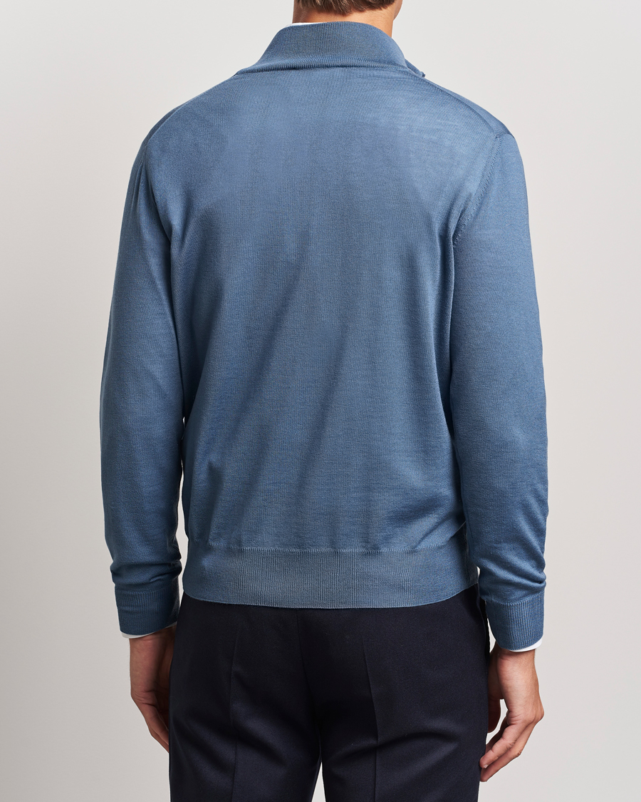 Heren | Truien | Canali | Merino Wool Half Zip Light Blue