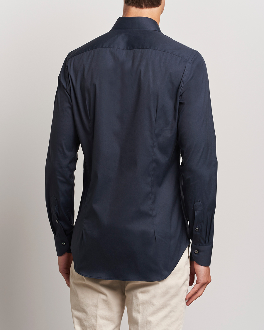 Heren | Overhemden | Canali | Slim Fit Cotton/Stretch Shirt Navy