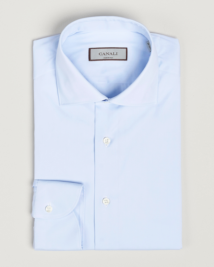 Heren | Overhemden | Canali | Slim Fit Cotton/Stretch Shirt Light Blue
