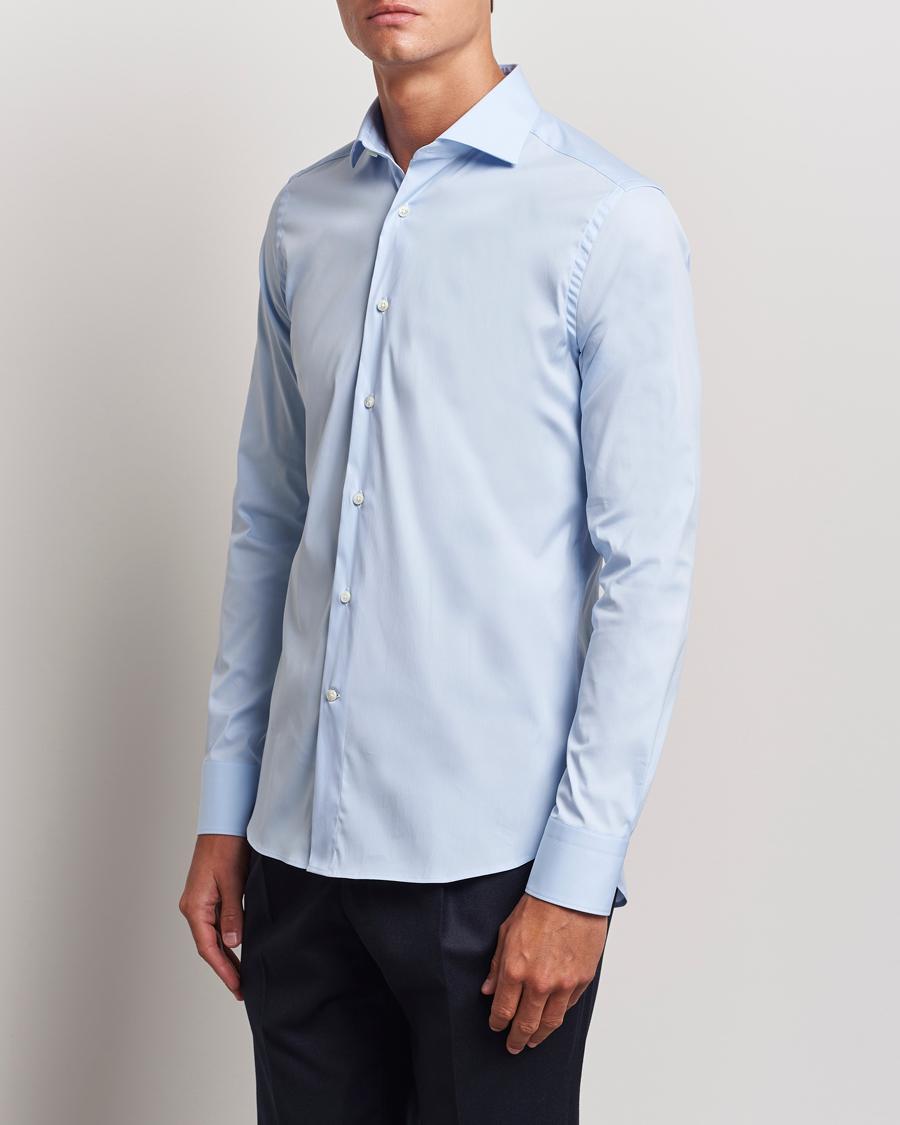 Heren | Overhemden | Canali | Slim Fit Cotton/Stretch Shirt Light Blue