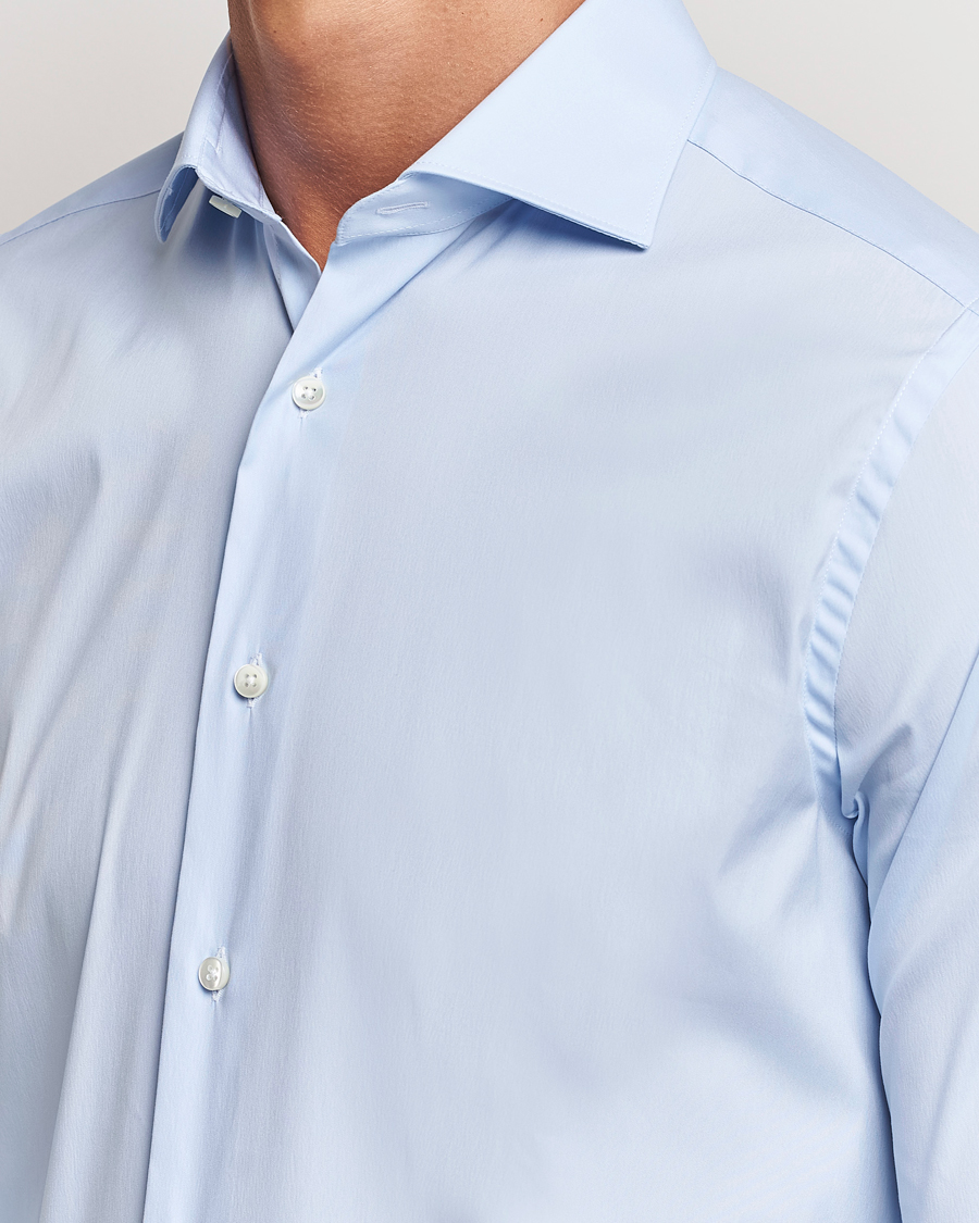 Heren | Overhemden | Canali | Slim Fit Cotton/Stretch Shirt Light Blue