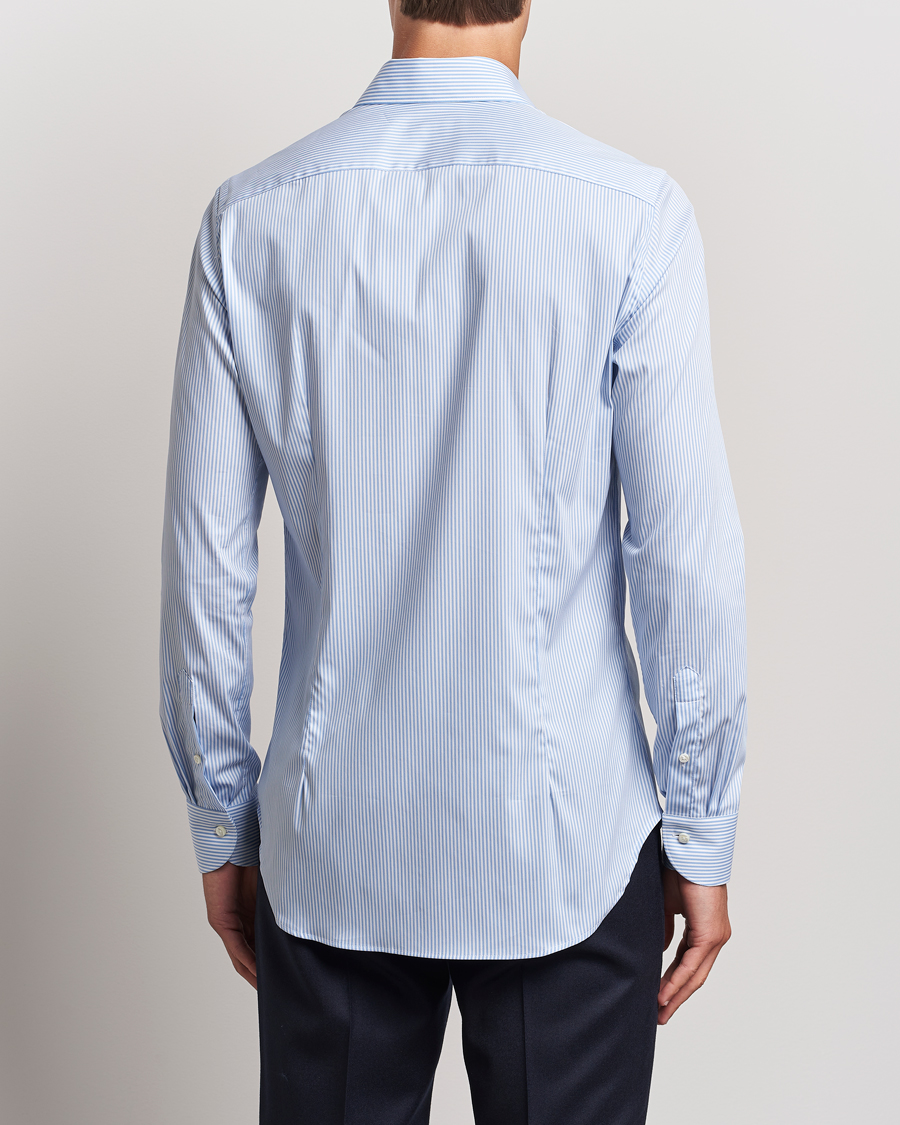 Heren | Overhemden | Canali | Slim Fit Cotton/Stretch Shirt Light Blue Stripe