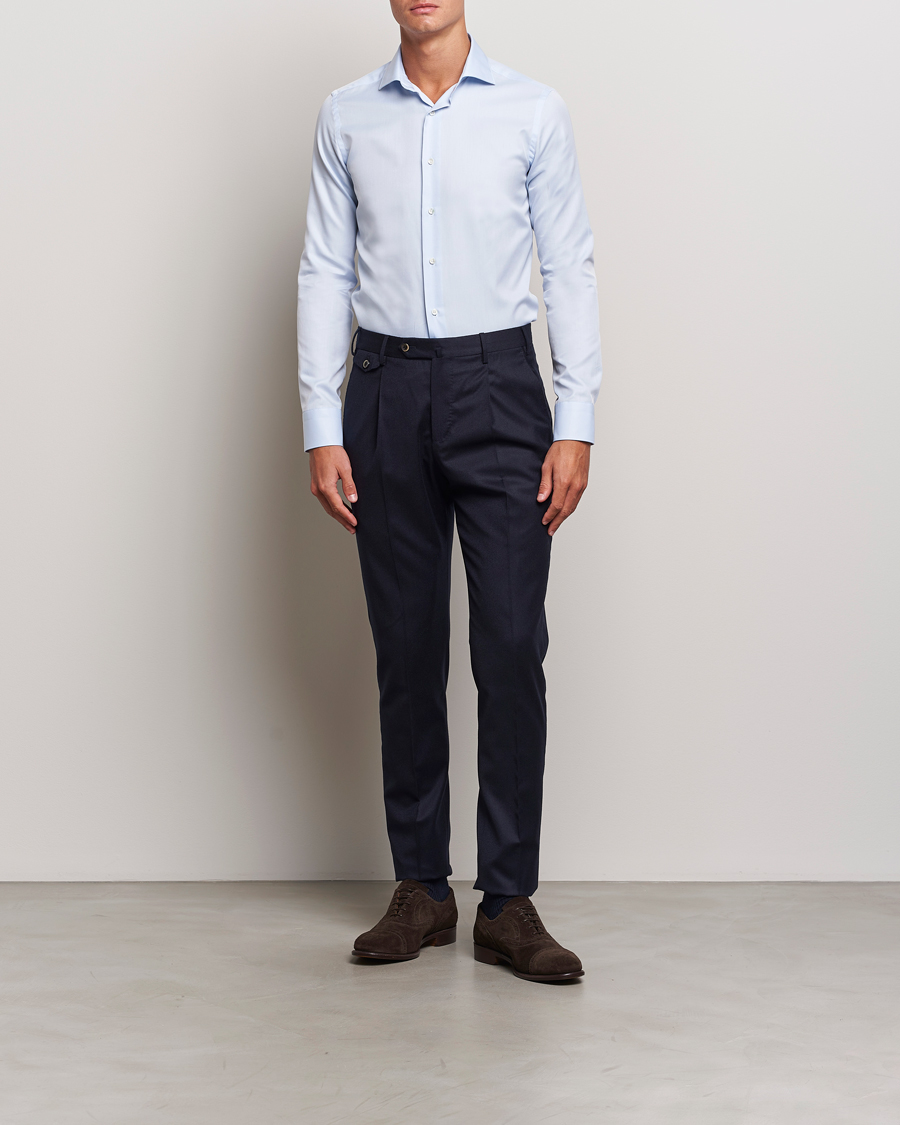 Heren | Overhemden | Canali | Classic Slim Fit Shirt Light Blue