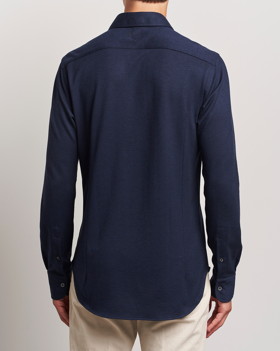 Heren | Overhemden | Canali | Slim Fit Stretch Piquet Shirt Navy
