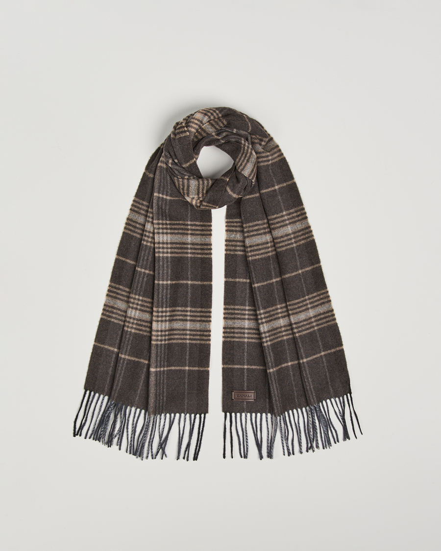 Heren | Canali Check Wool Scarf Brown/Beige | Canali | Check Wool Scarf Brown/Beige