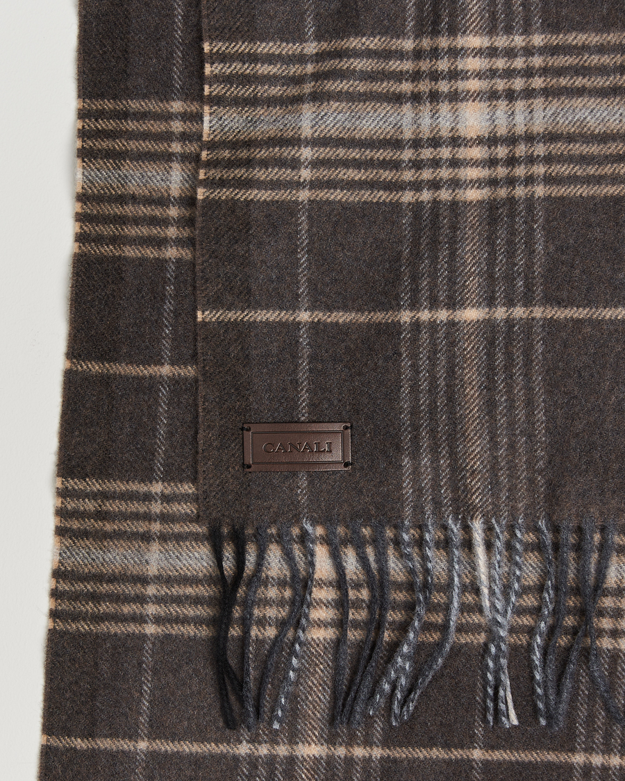 Heren | Canali Check Wool Scarf Brown/Beige | Canali | Check Wool Scarf Brown/Beige