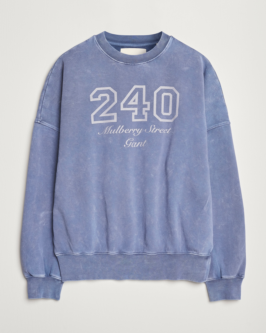 Heren | Truien | GANT 240 Mulberry Street | Vintage Washed Crew Neck Sweatshirt Dusty Blue Sea