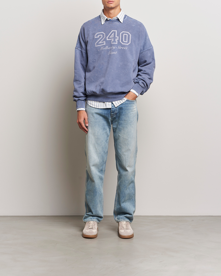 Heren | Truien | GANT 240 Mulberry Street | Vintage Washed Crew Neck Sweatshirt Dusty Blue Sea
