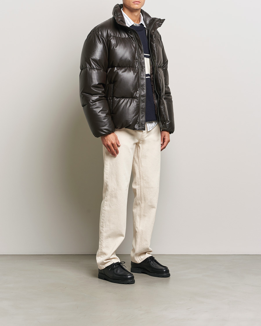 Heren | Jassen | GANT 240 Mulberry Street | Leather Down Puffer Jacket Deep Brown