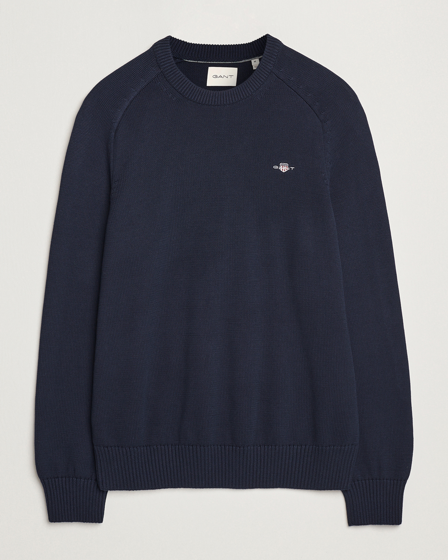 Heren | Truien | GANT | Casual Cotton Saddle C-neck Evening Blue