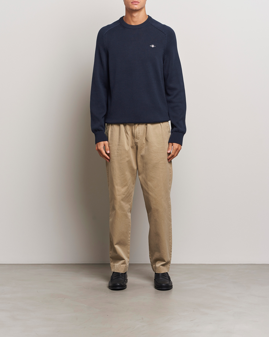 Heren | Truien | GANT | Casual Cotton Saddle C-neck Evening Blue