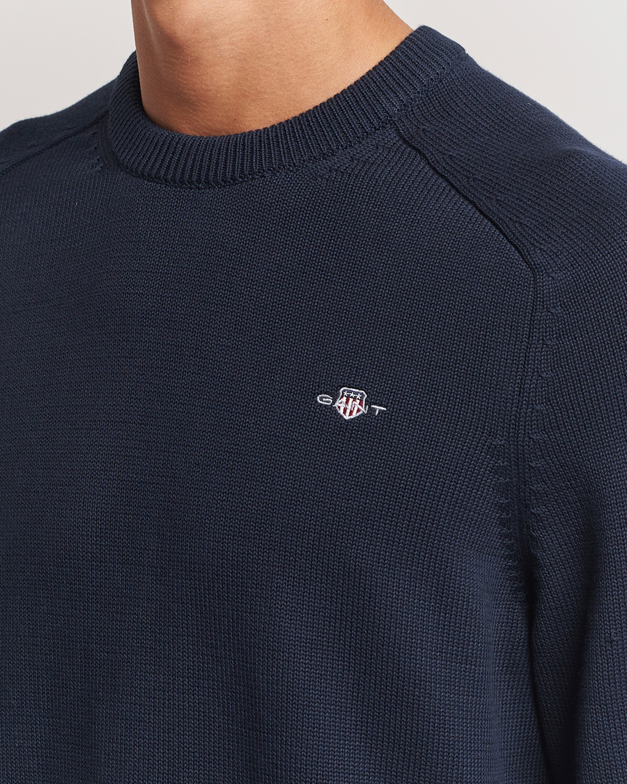 Heren | Truien | GANT | Casual Cotton Saddle C-neck Evening Blue