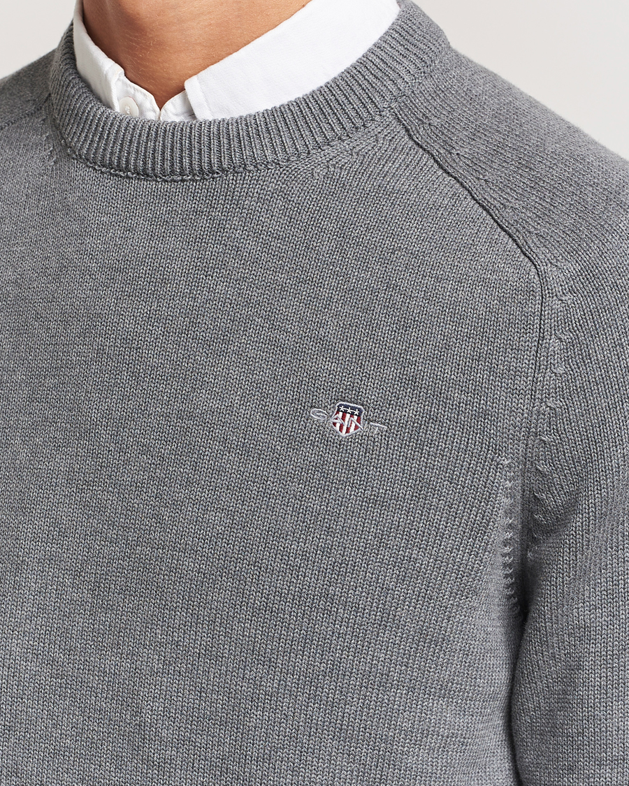 Heren | Truien | GANT | Casual Cotton Saddle C-neck Dark Grey Melange