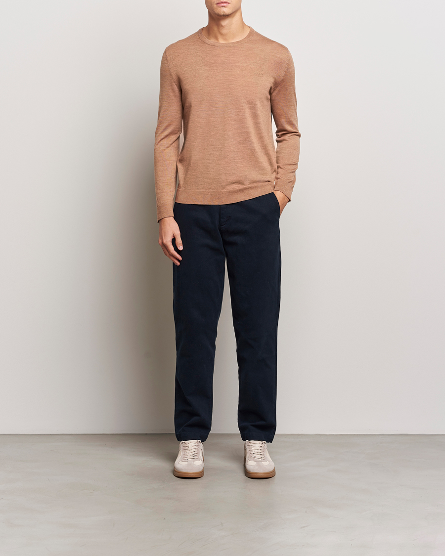 Heren | Truien | GANT | Extrafine Merino Wool C-Neck Dk Sand Melange