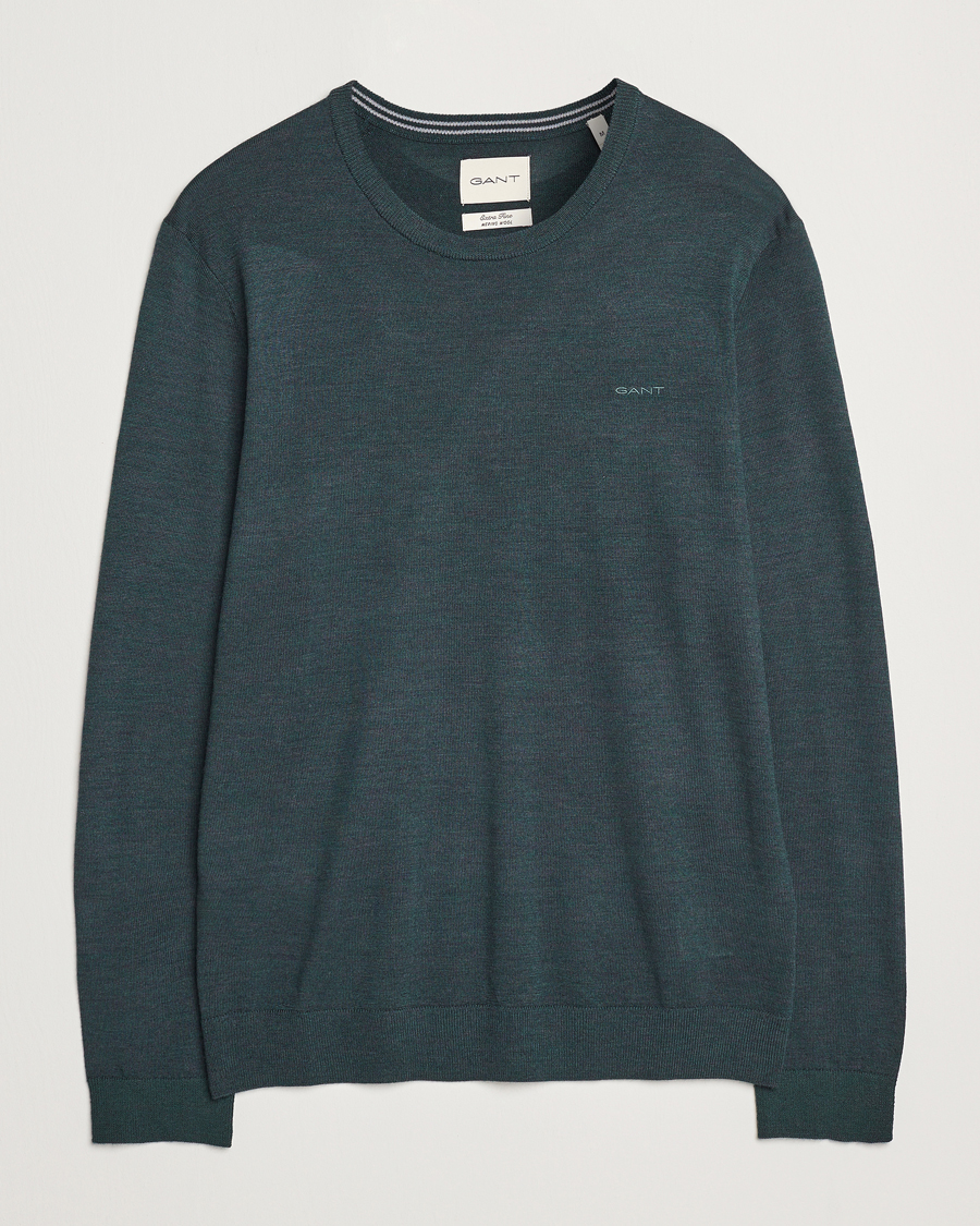 Heren | Truien | GANT | Extrafine Merino Wool C-Neck Tartan Green