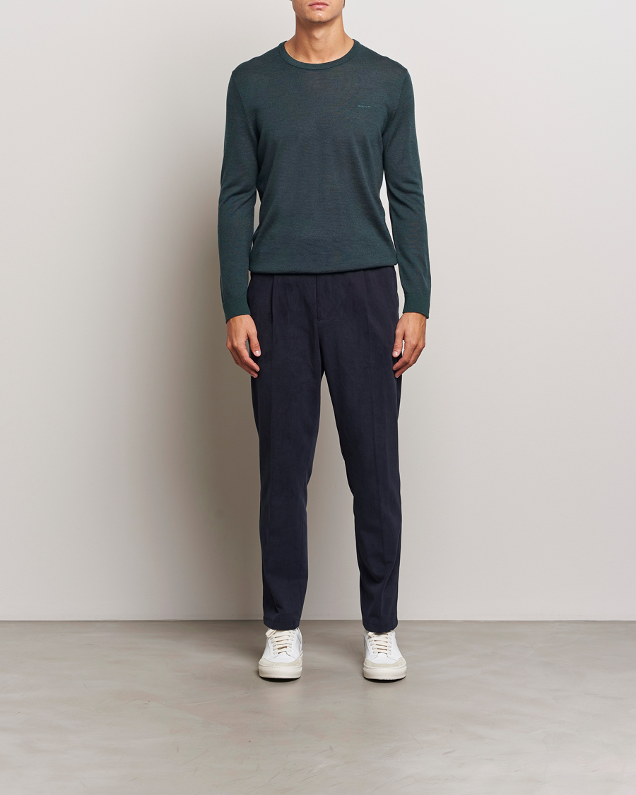Heren | Truien | GANT | Extrafine Merino Wool C-Neck Tartan Green