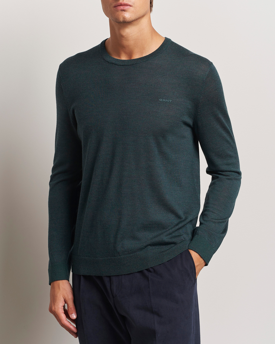 Heren | Truien | GANT | Extrafine Merino Wool C-Neck Tartan Green