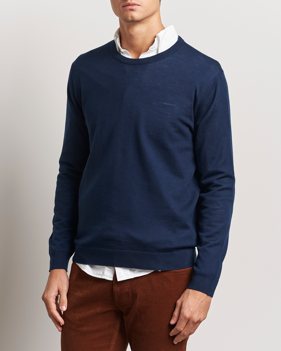 Heren | Truien | GANT | Extrafine Merino Wool C-Neck Marine