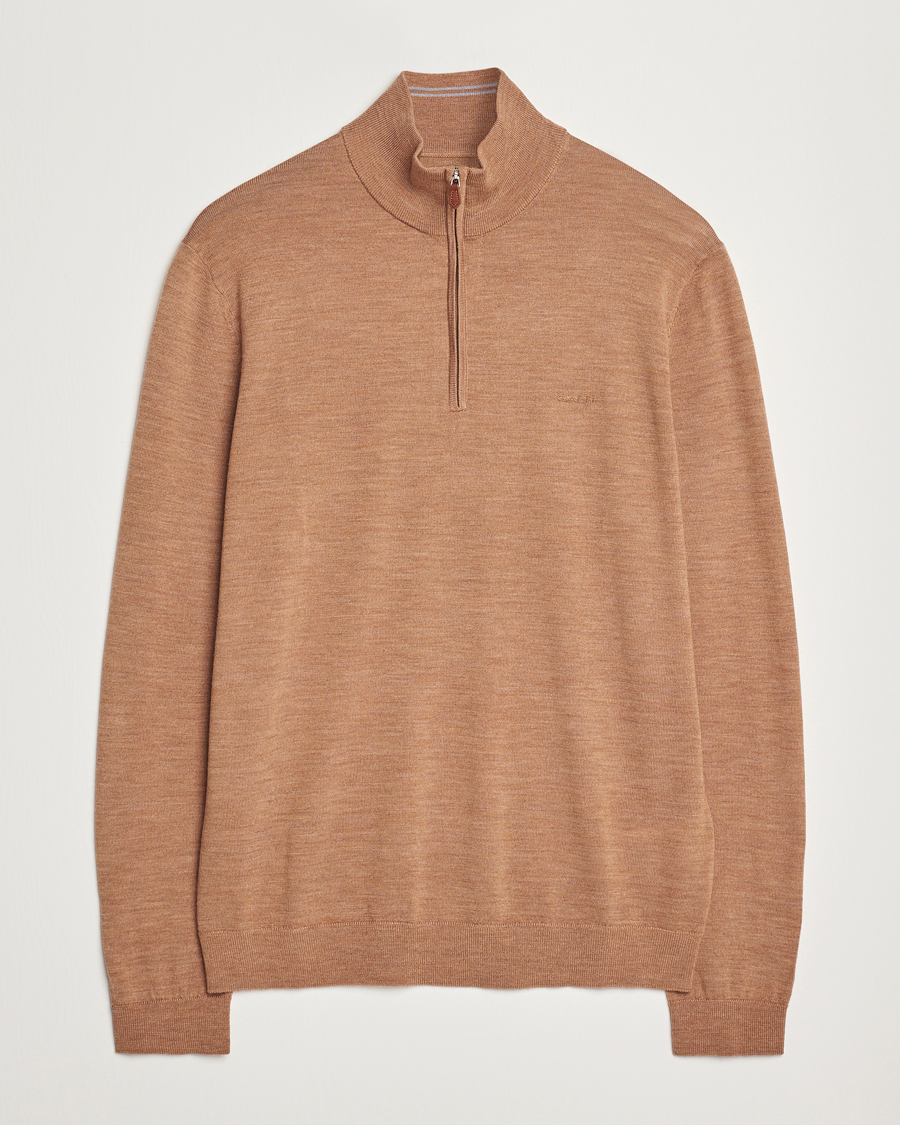Heren | Truien | GANT | Extrafine Merino Wool Half Zip Dk Sand Melange