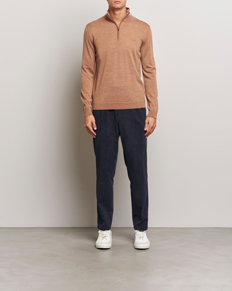 Heren | Truien | GANT | Extrafine Merino Wool Half Zip Dk Sand Melange