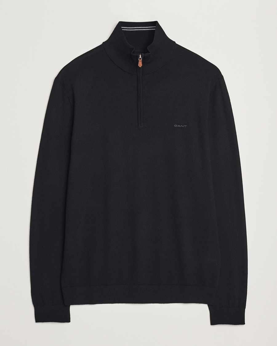 Heren | Truien | GANT | Extrafine Merino Wool Half Zip Black