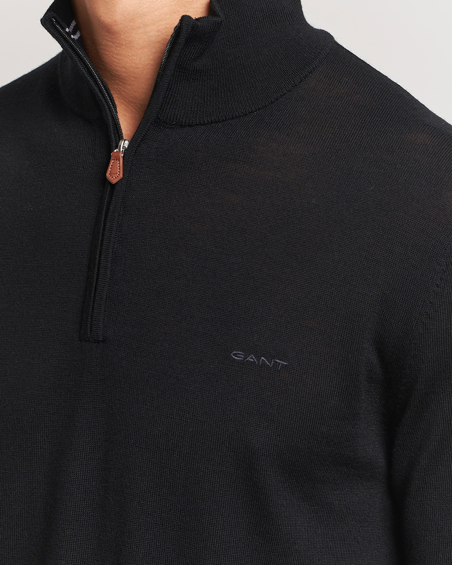 Heren | Truien | GANT | Extrafine Merino Wool Half Zip Black