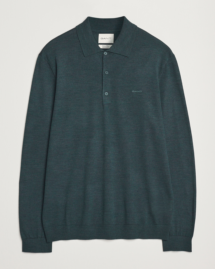 Heren | Truien | GANT | Extrafine Merino Wool Polo Tartan Green