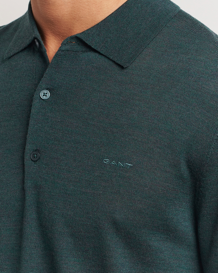 Heren | Truien | GANT | Extrafine Merino Wool Polo Tartan Green