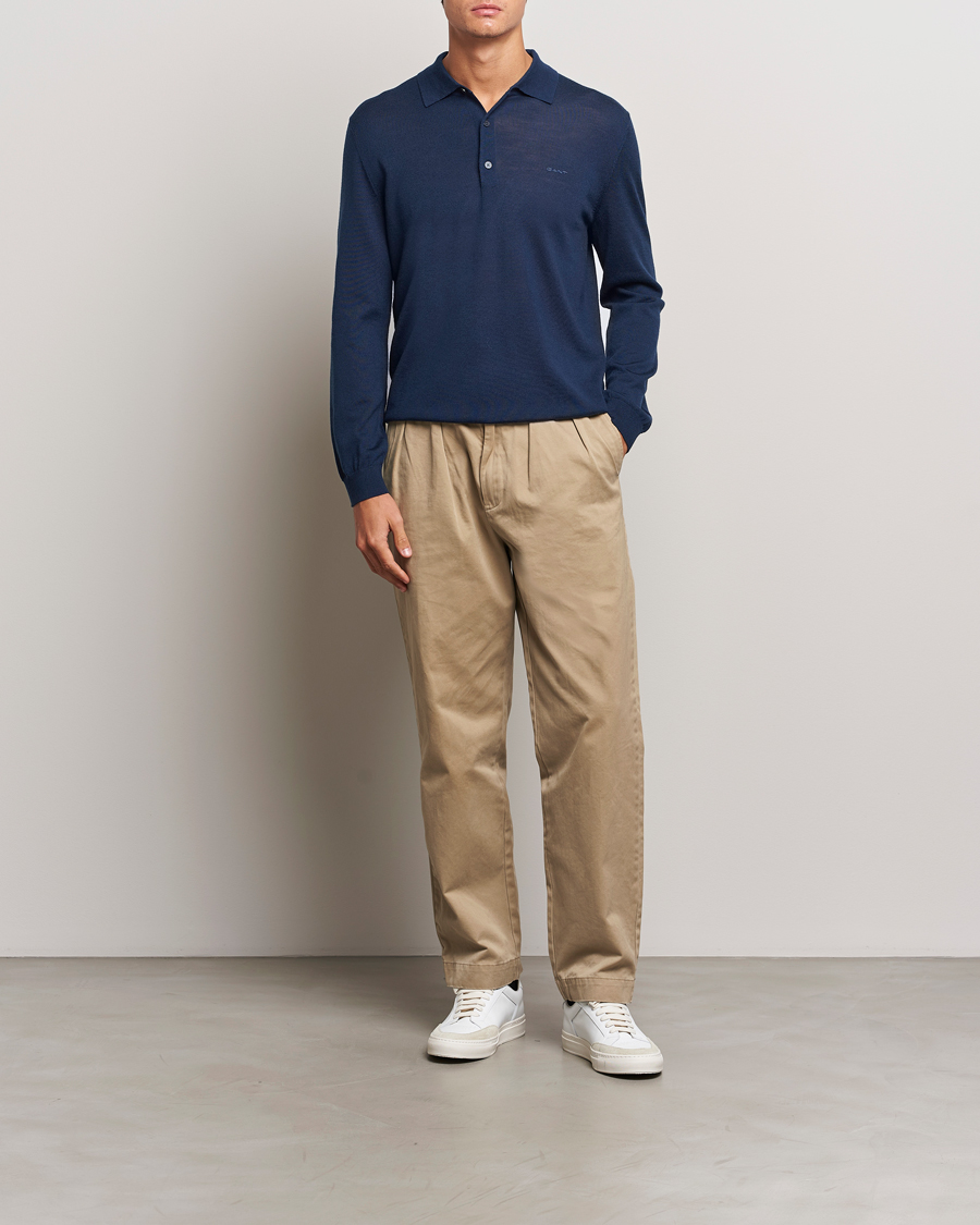 Heren | Truien | GANT | Extrafine Merino Wool Polo Marine