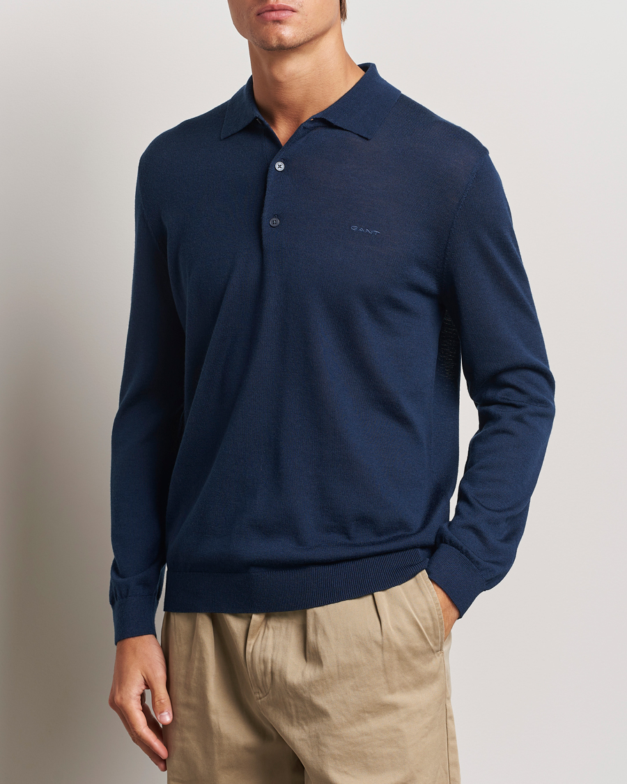 Heren | Truien | GANT | Extrafine Merino Wool Polo Marine