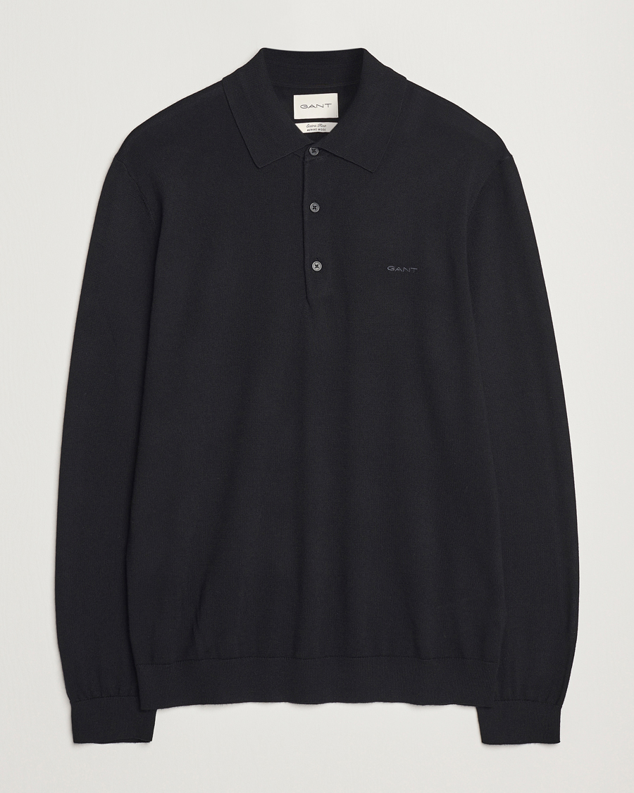 Heren | Truien | GANT | Extrafine Merino Wool Polo Black