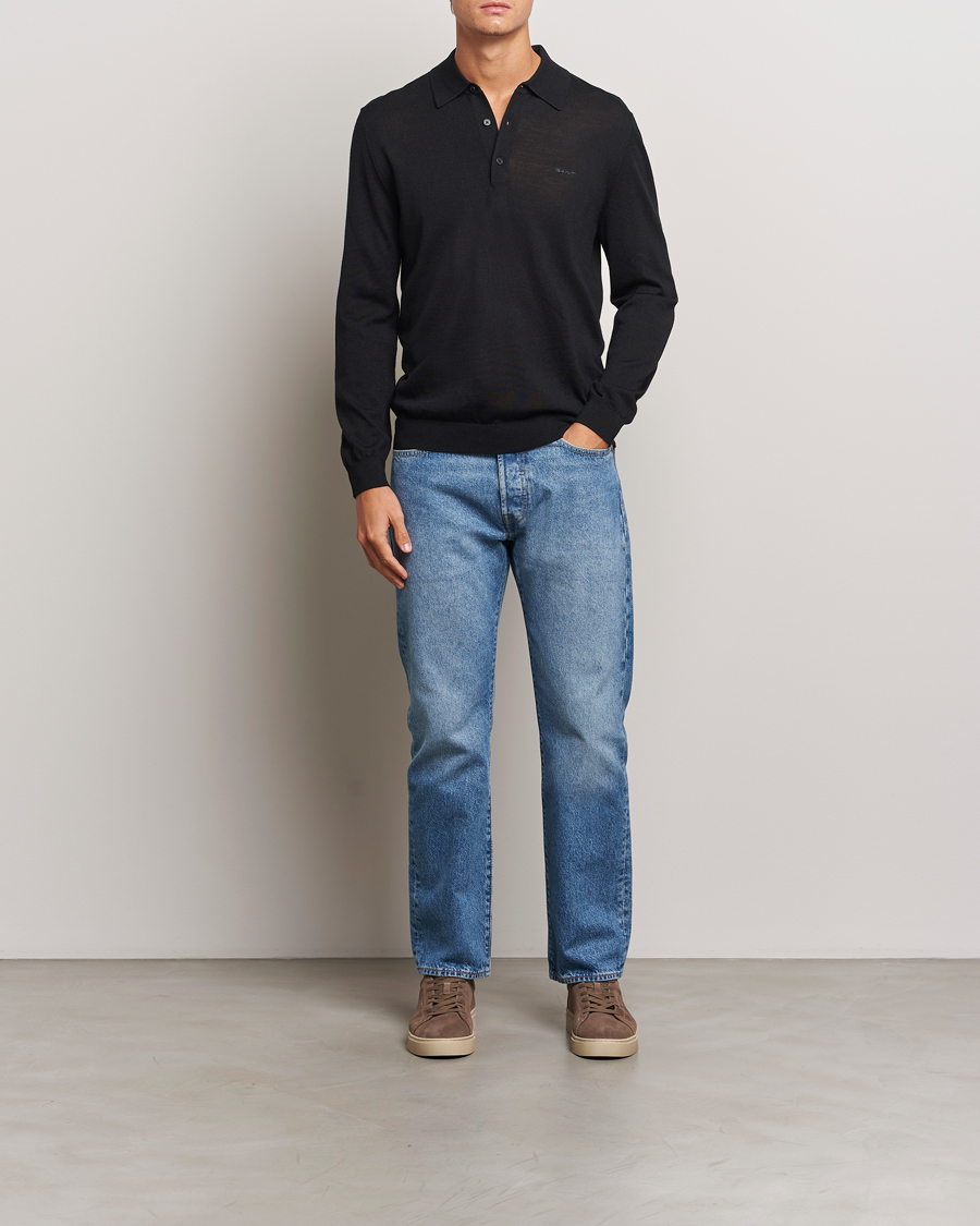 Heren | Truien | GANT | Extrafine Merino Wool Polo Black