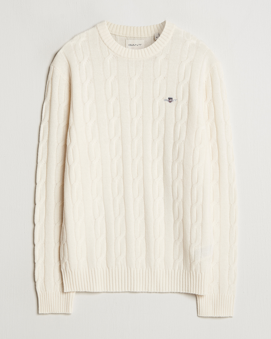 Heren | Truien | GANT | Lambswool Cable C-Neck Cream