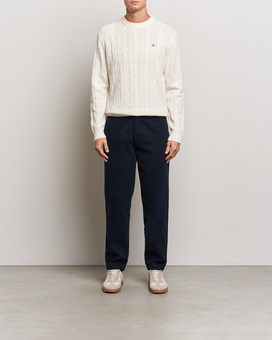 Heren | Truien | GANT | Lambswool Cable C-Neck Cream