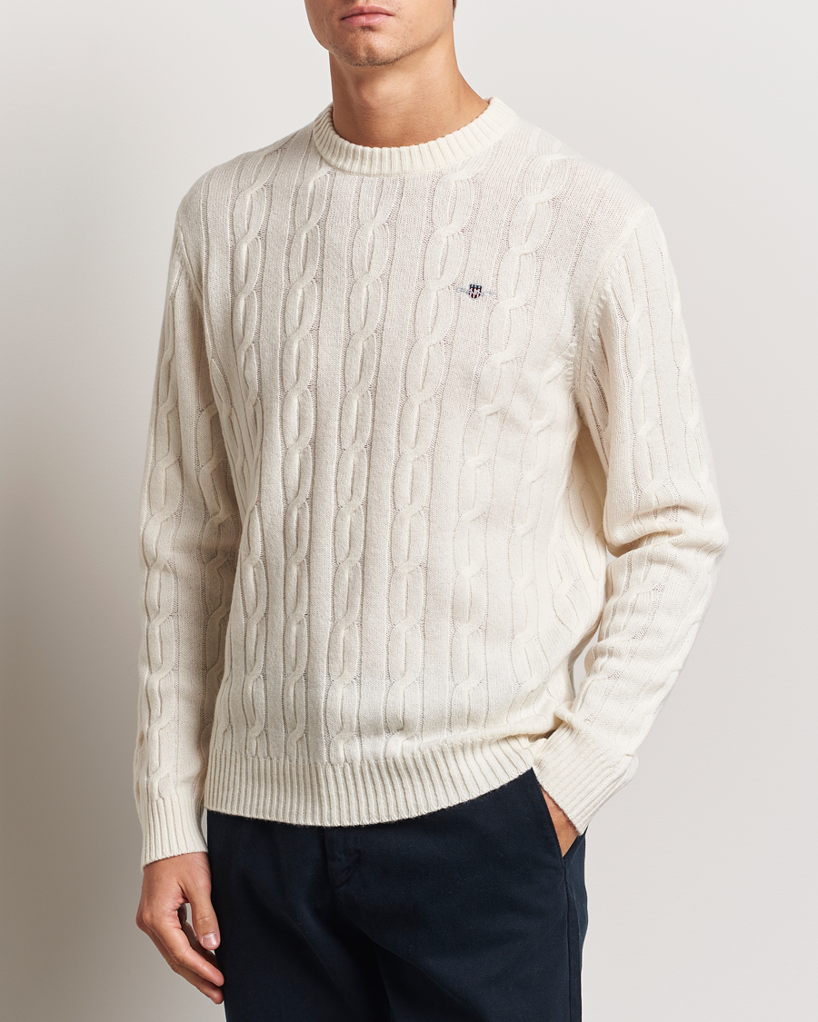 Heren | Truien | GANT | Lambswool Cable C-Neck Cream