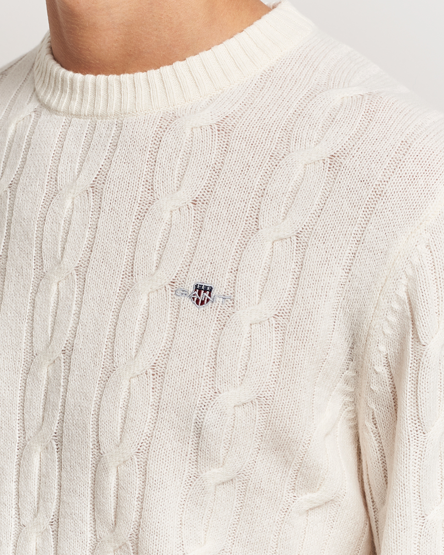 Heren | Truien | GANT | Lambswool Cable C-Neck Cream