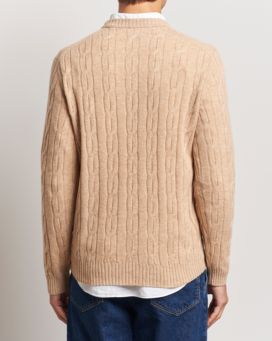 Heren | Truien | GANT | Lambswool Cable C-Neck Khaki Melange