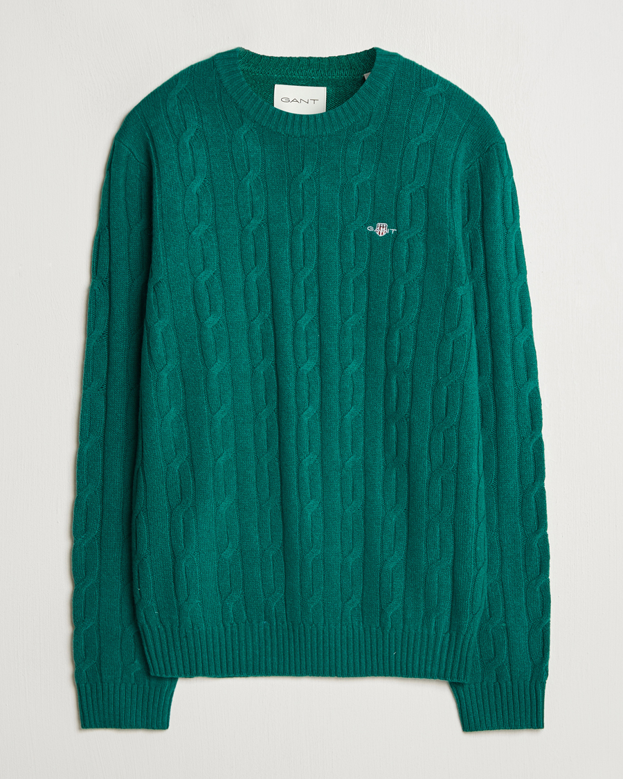 Heren | Truien | GANT | Lambswool Cable C-Neck Deep Forest Green