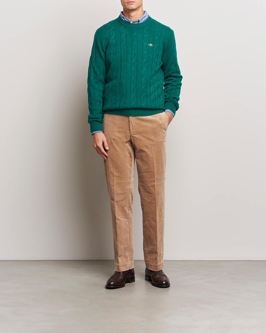 Heren | Truien | GANT | Lambswool Cable C-Neck Deep Forest Green