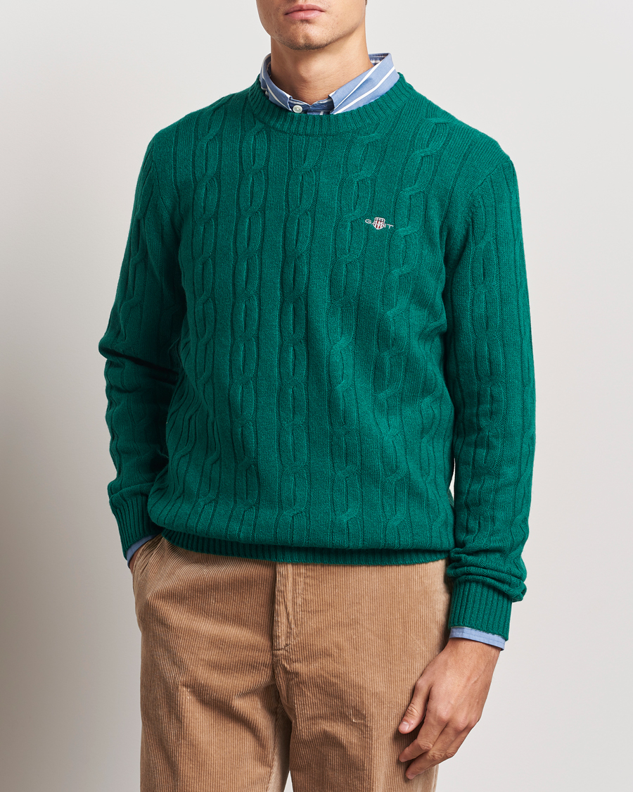 Heren | Truien | GANT | Lambswool Cable C-Neck Deep Forest Green