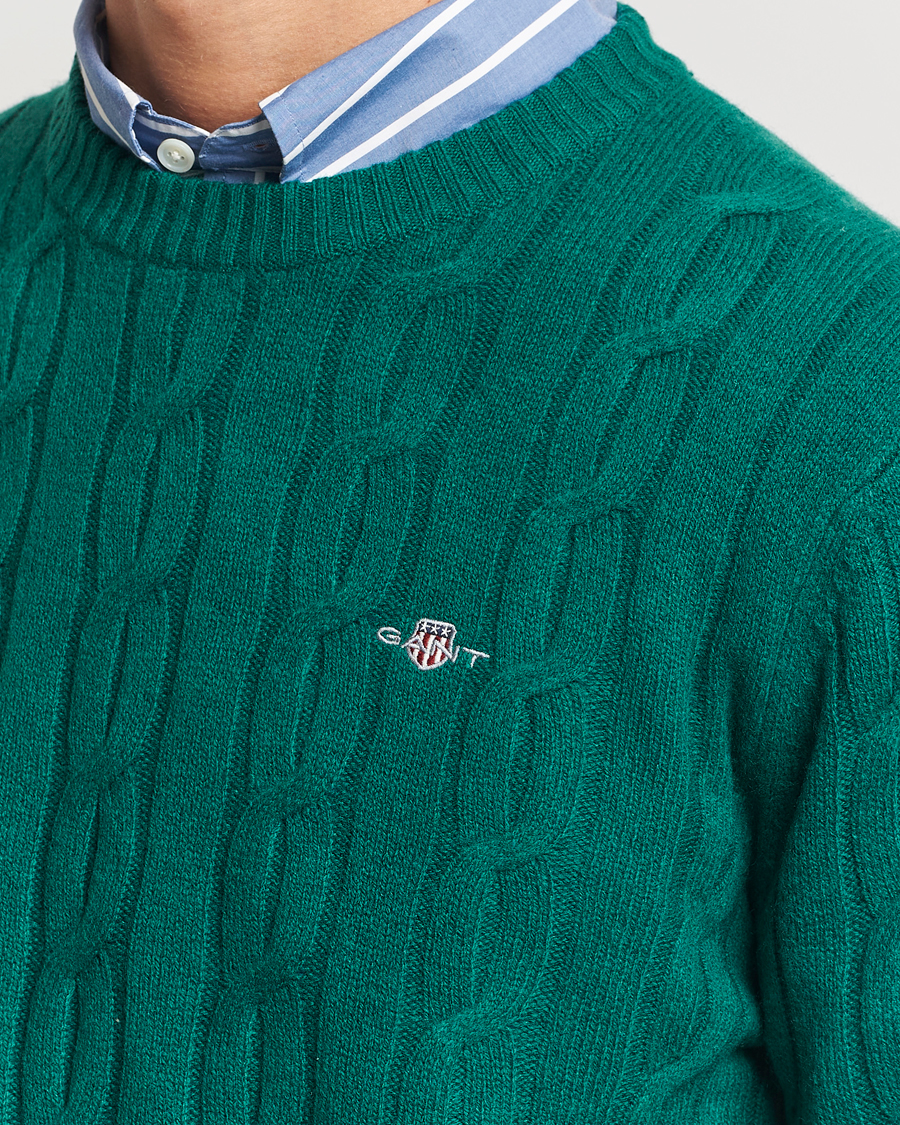Heren | Truien | GANT | Lambswool Cable C-Neck Deep Forest Green