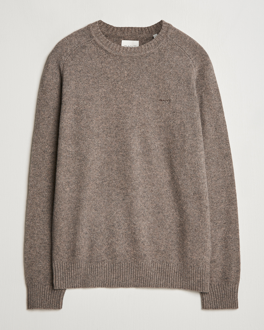 Heren | Truien | GANT | Wool Blend C-Neck Dark Hazelnut Melange