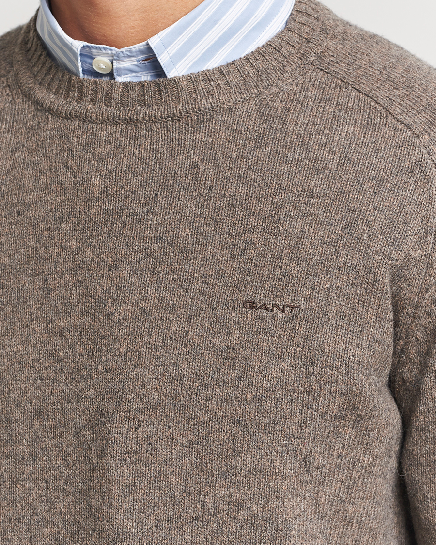 Heren | Truien | GANT | Wool Blend C-Neck Dark Hazelnut Melange