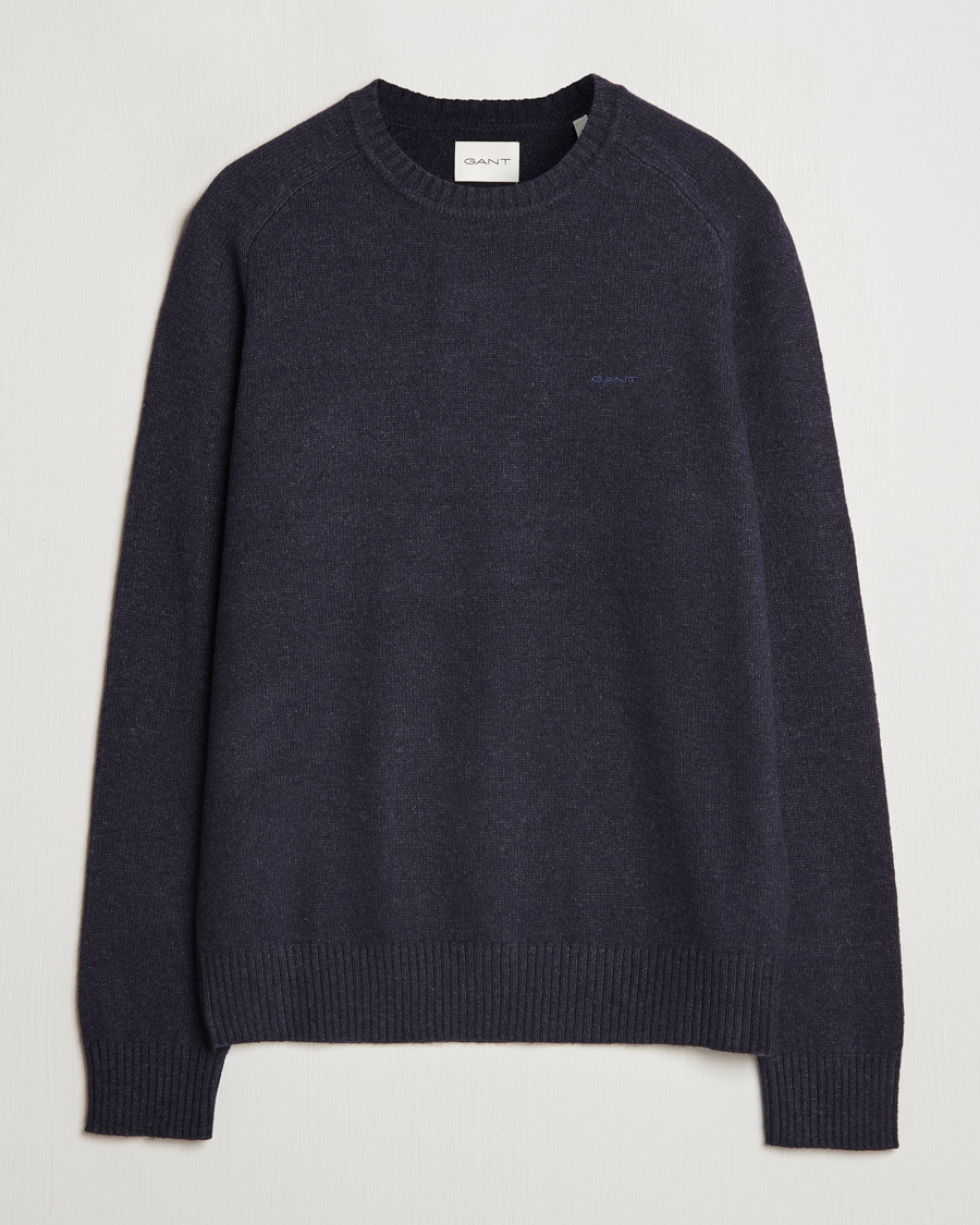Heren | Truien | GANT | Wool Blend C-Neck Dark Navy Melange