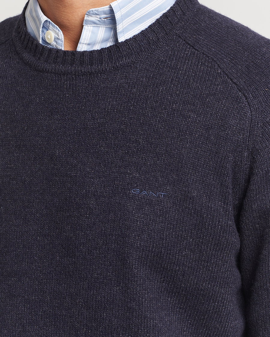 Heren | Truien | GANT | Wool Blend C-Neck Dark Navy Melange