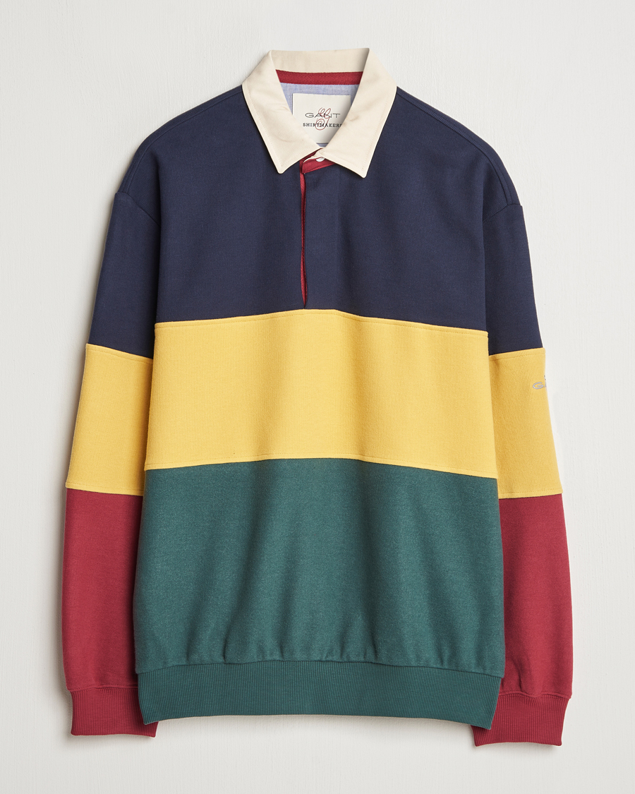 Heren | Truien | GANT | Sweat Color Block Heavy Rugger Evening Blue