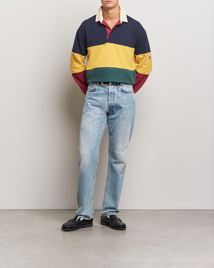 Heren | Truien | GANT | Sweat Color Block Heavy Rugger Evening Blue